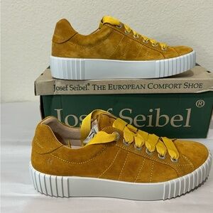 Romika lace up yellow orange leather sneakers EU37 US 6/6.5